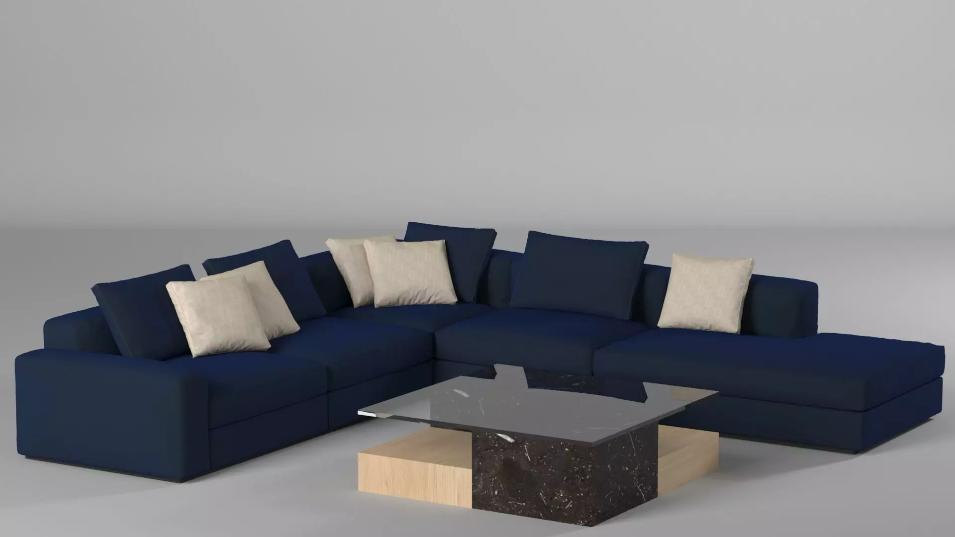 Sofa with Table 3D model_0