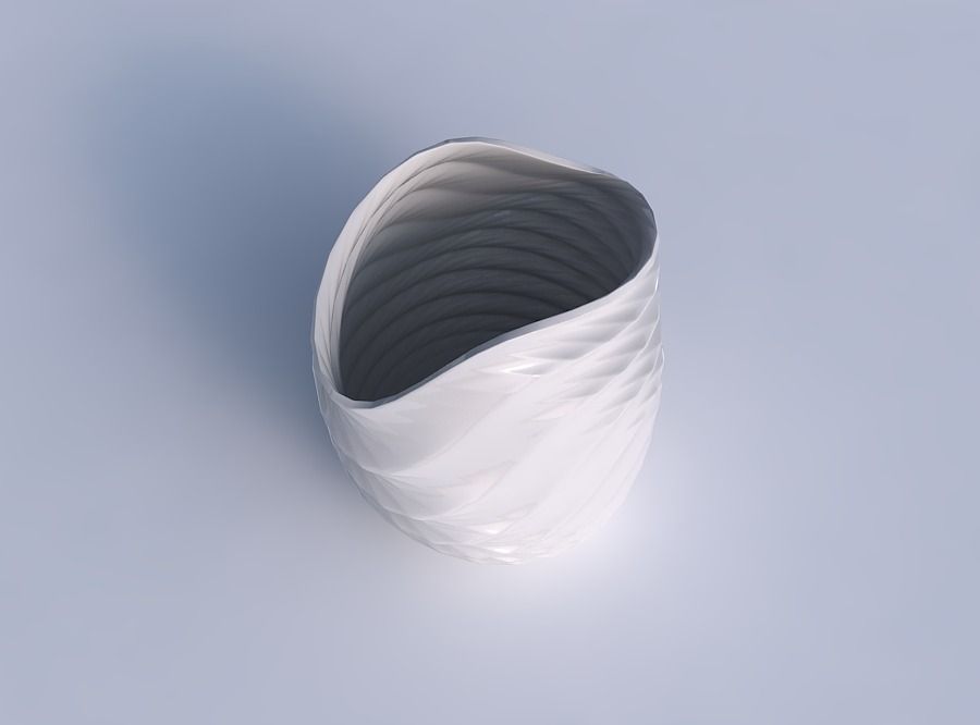 Bowl compressed and twisted with sections and twisted lines 3D print model_1