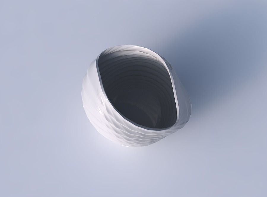 Bowl compressed and twisted with sections and twisted lines 3D print model_2