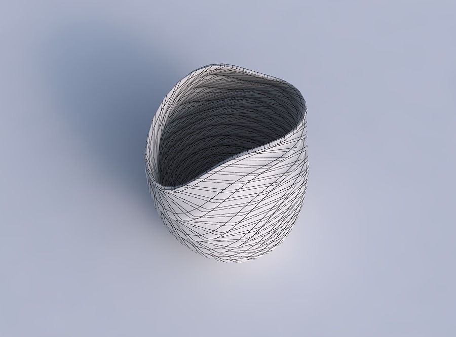 Bowl compressed and twisted with sections and twisted lines 3D print model_6