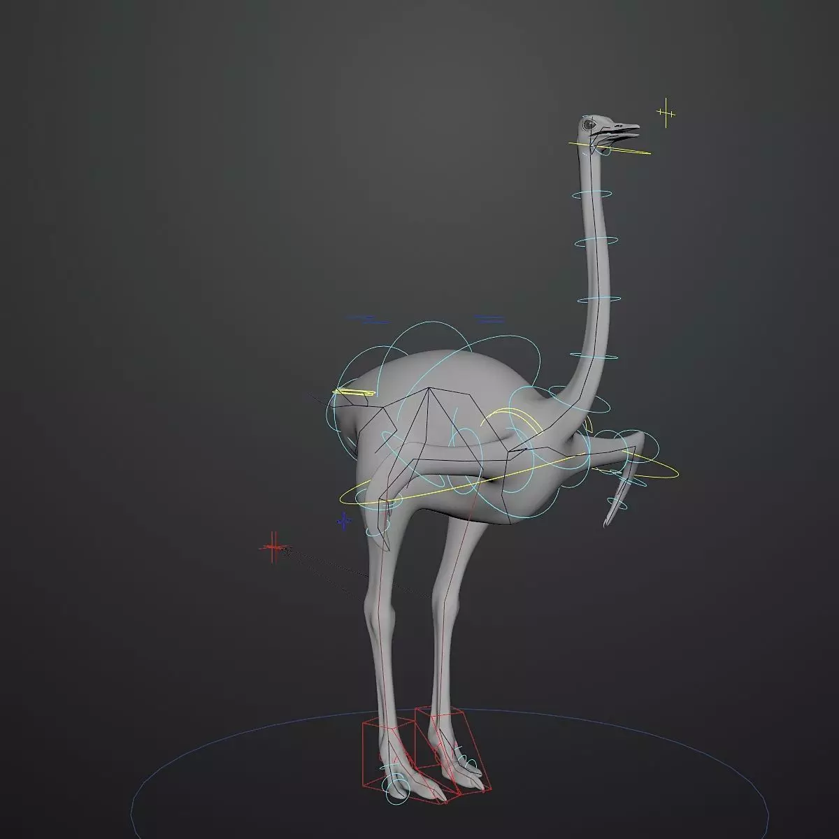 3D model of Ostrich including animation RIG 3D model_0