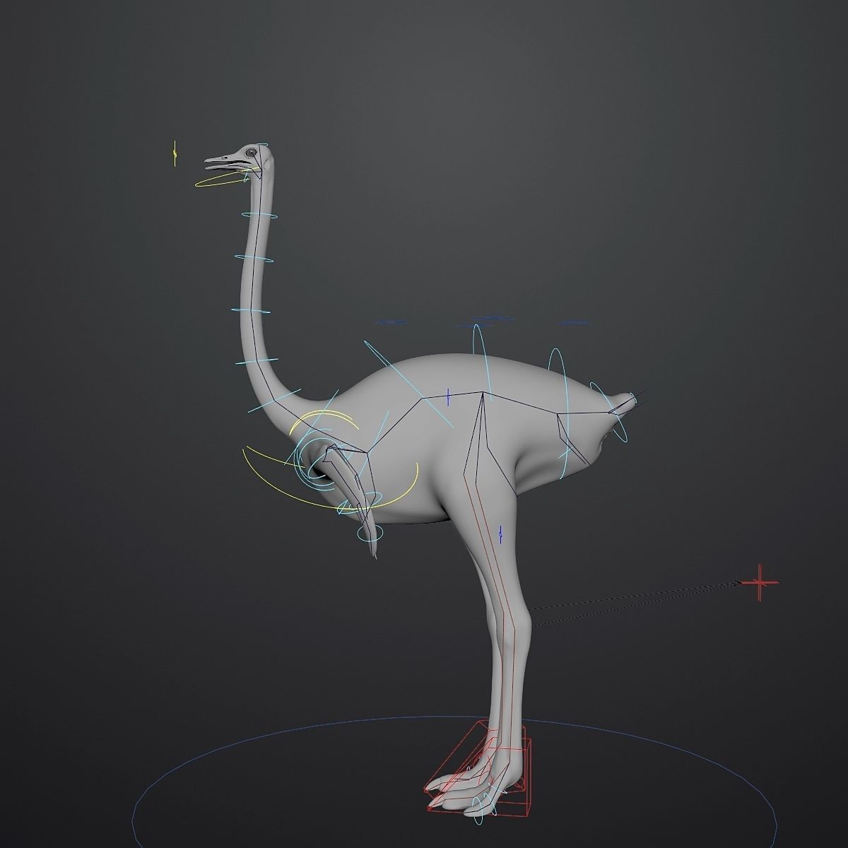 3D model of Ostrich including animation RIG 3D model_2