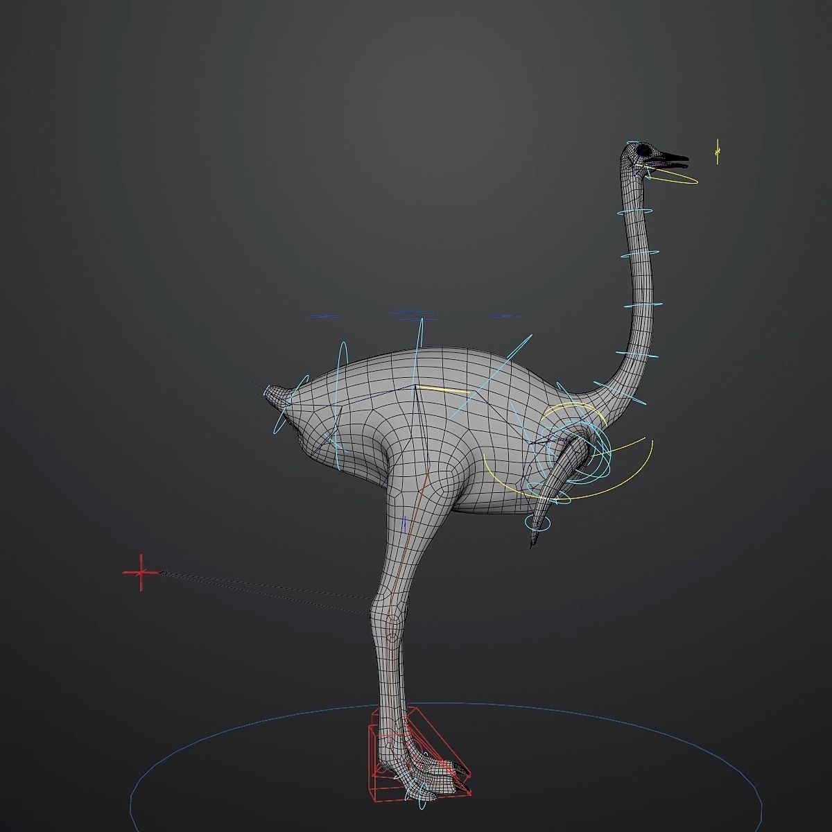 3D model of Ostrich including animation RIG 3D model_4