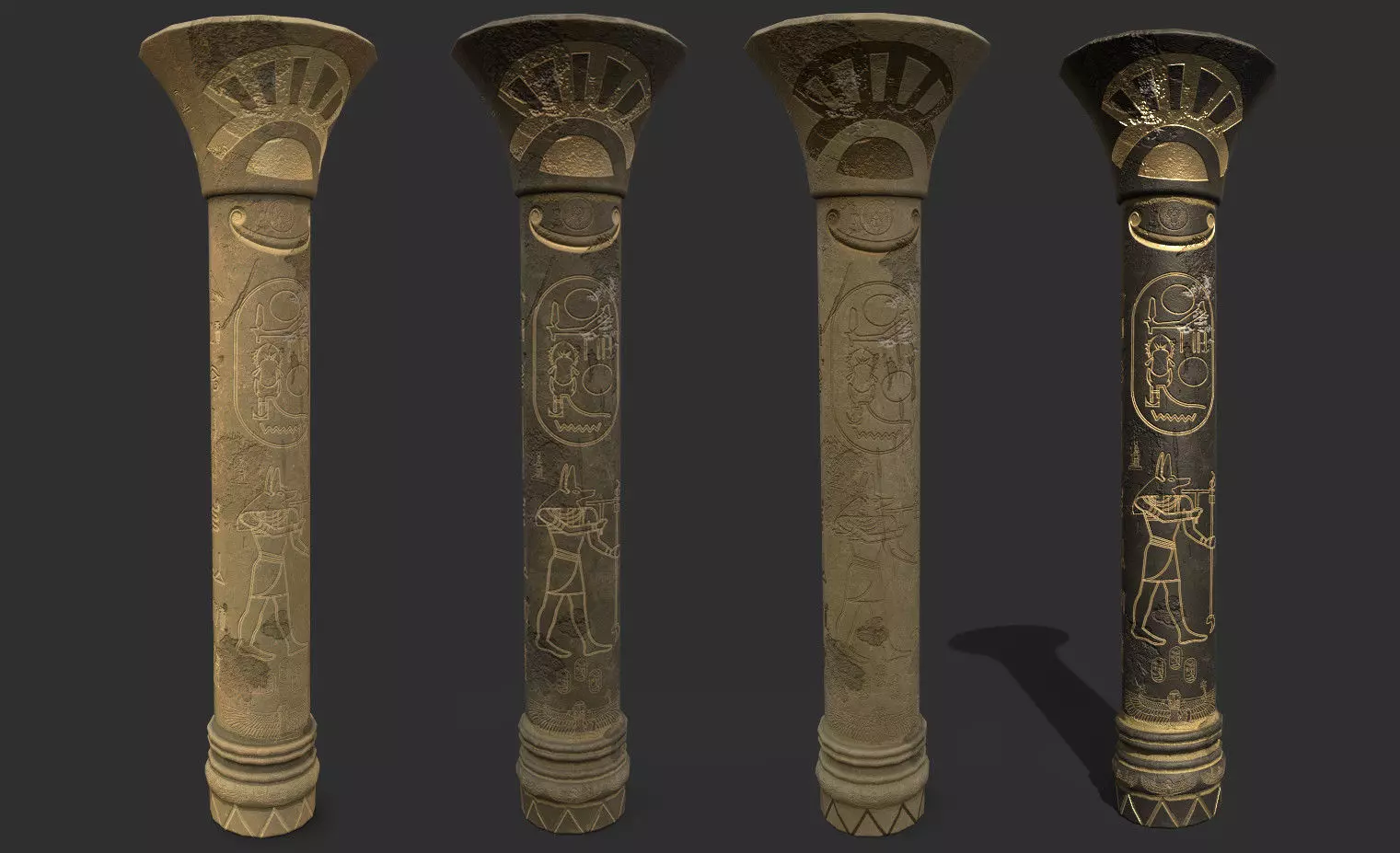 Egyptian column Low-poly 3D model_0