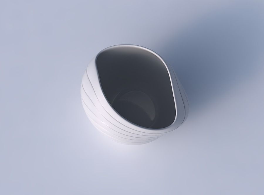 Bowl compressed and twisted with smooth horizontal dents 2 3D print model_2