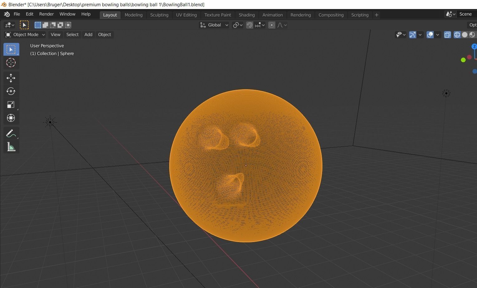 Bowling Ball Artistic 3D model_3