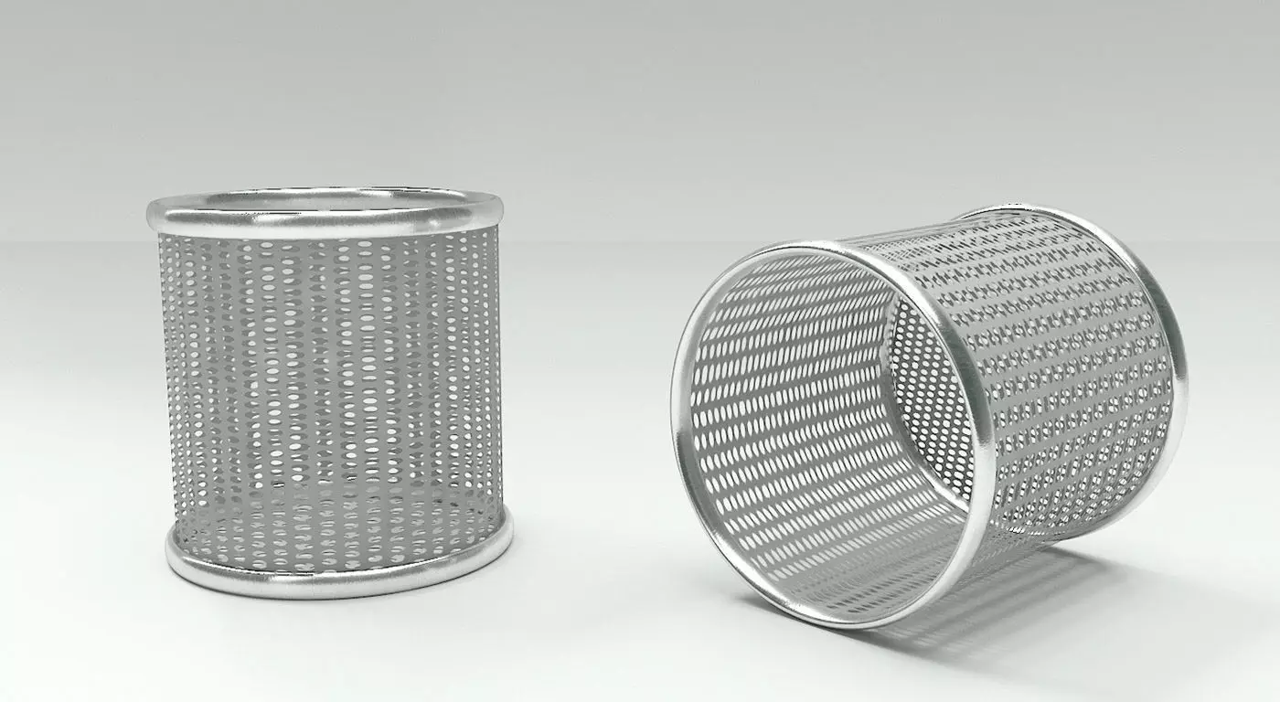 basket 3D two metal mesh baskets Free 3D model_0