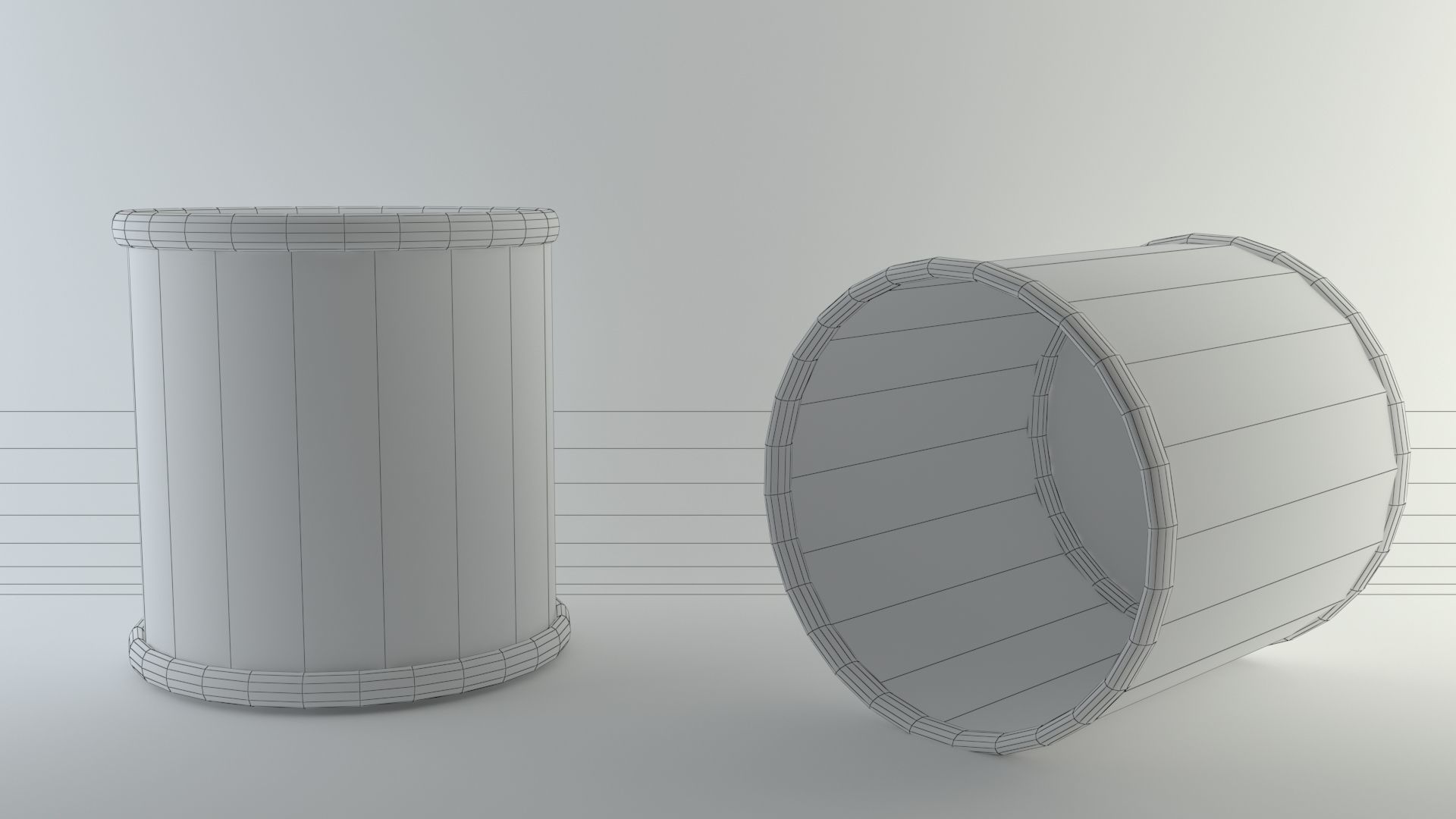 basket 3D two metal mesh baskets Free 3D model_1