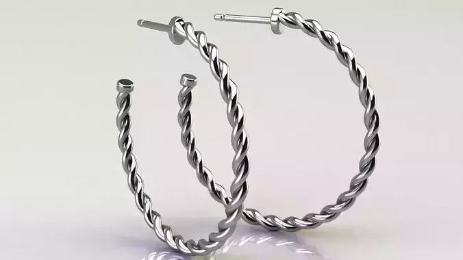 Cable Hoop Earrings 30 mm