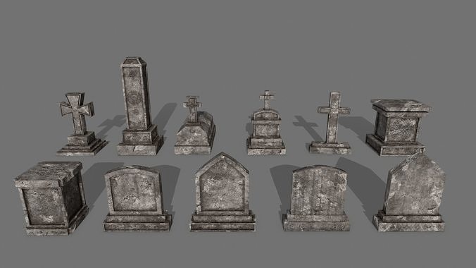 Tombstone set Low-poly 3D model