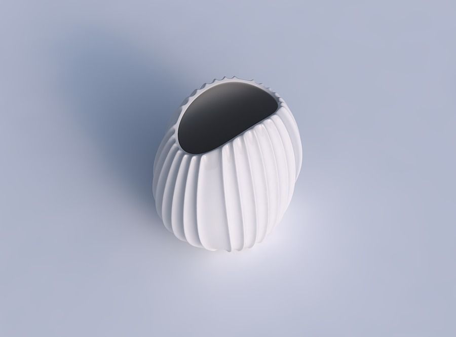 Bowl compressed with extruded vertical lines 3D print model_1