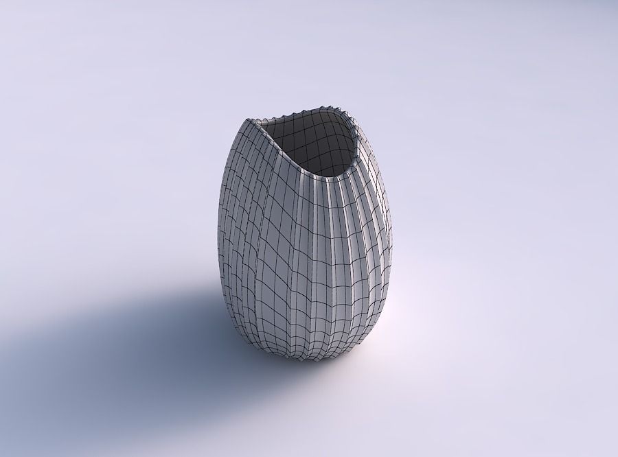 Bowl compressed with extruded vertical lines 3D print model_5