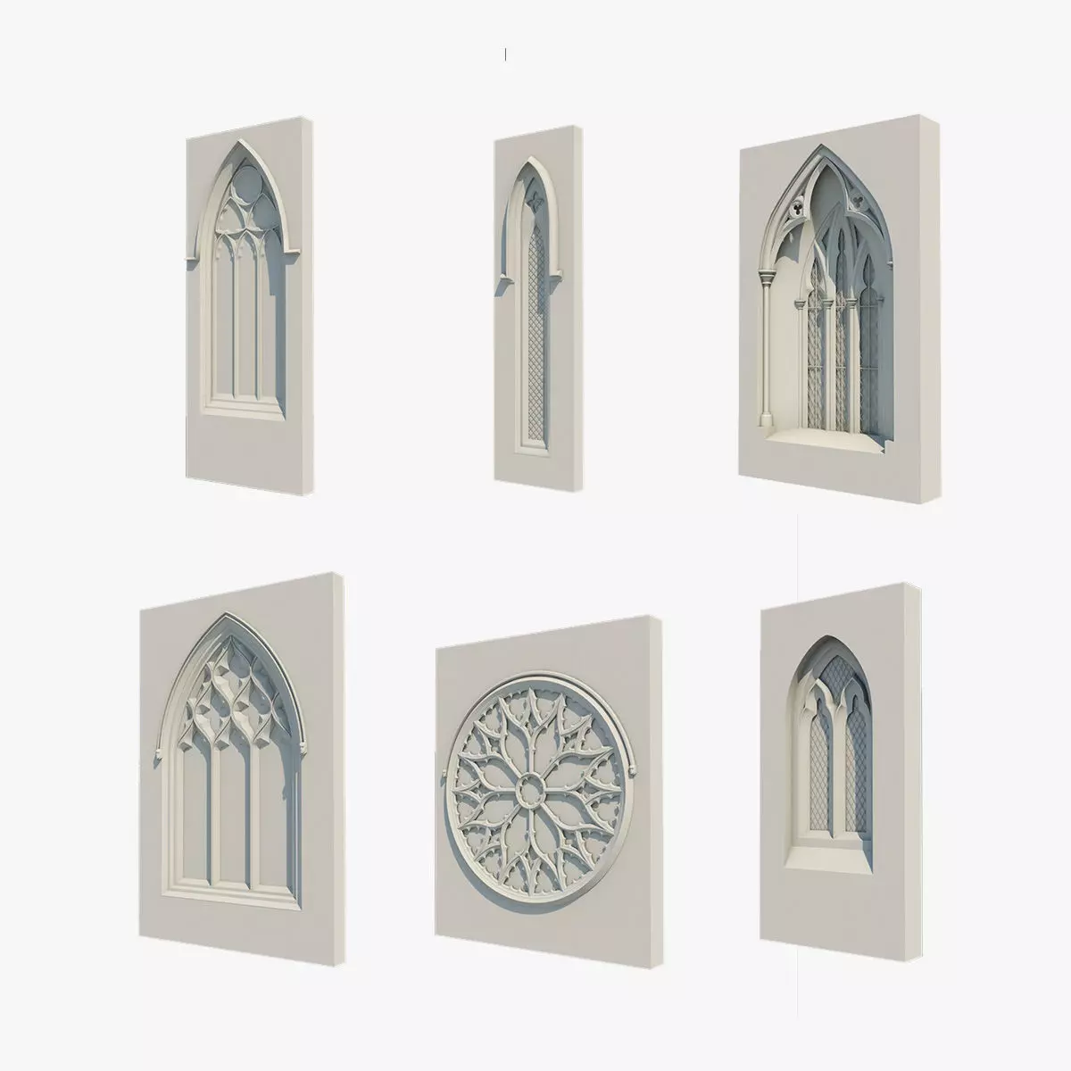 06 Medieval Gothic Windows 3D Model Collection_0