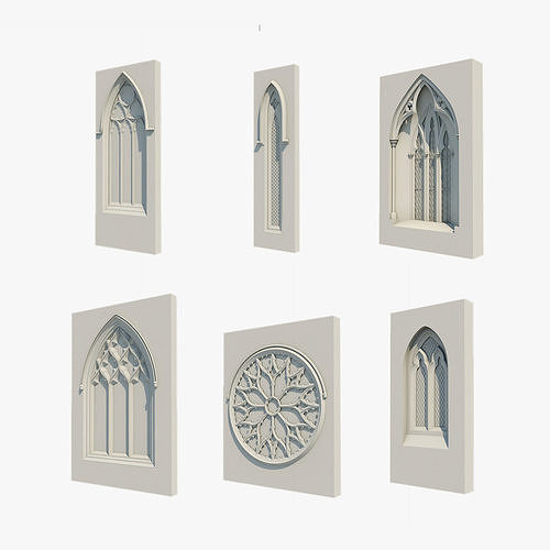 06 Medieval Gothic Windows 3D Model Collection