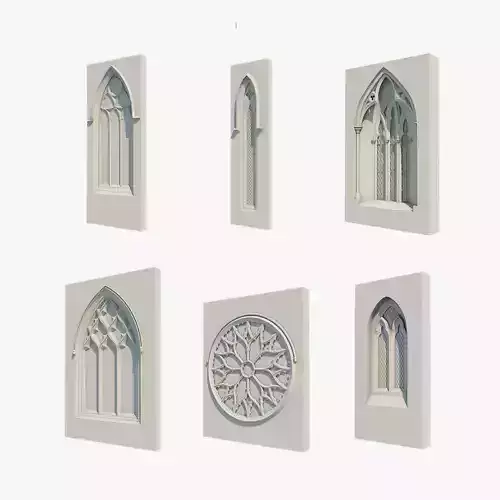 06 Medieval Gothic Windows 3D Model Collection