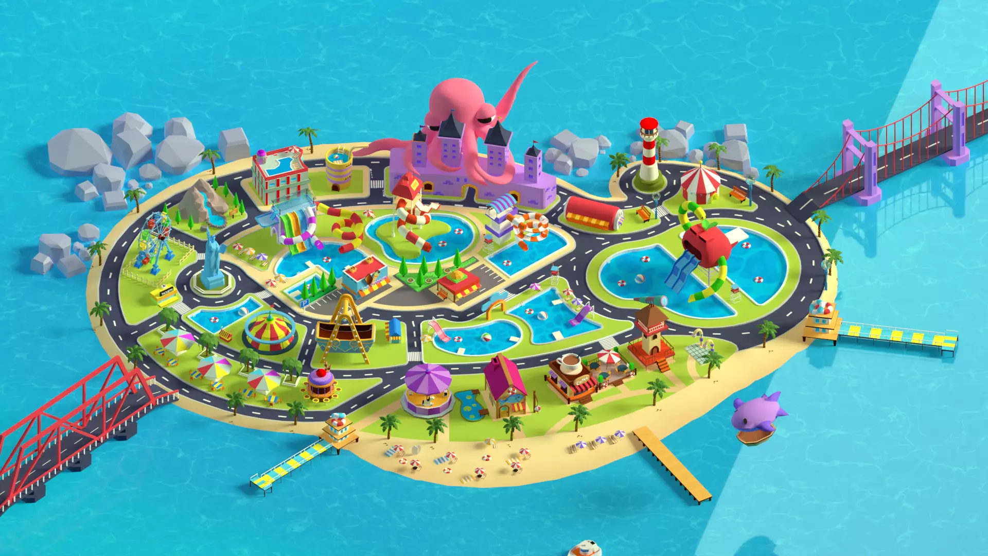 Cartoon island Low poly 3D for Games Low-poly 3D model Low-poly 3D model_0
