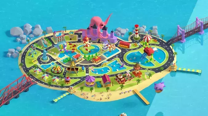 Cartoon island Low poly 3D for Games Low-poly 3D model Low-poly 3D model