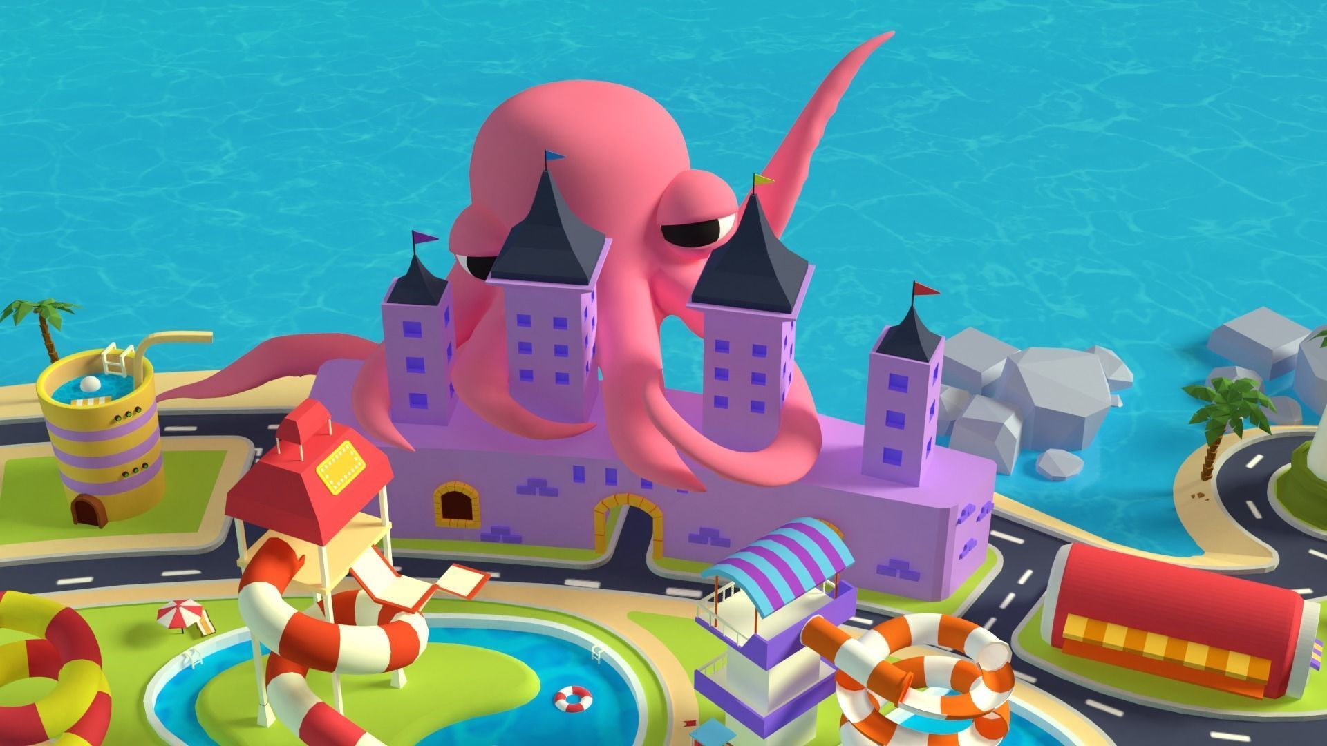 Cartoon island Low poly 3D for Games Low-poly 3D model Low-poly 3D model_1