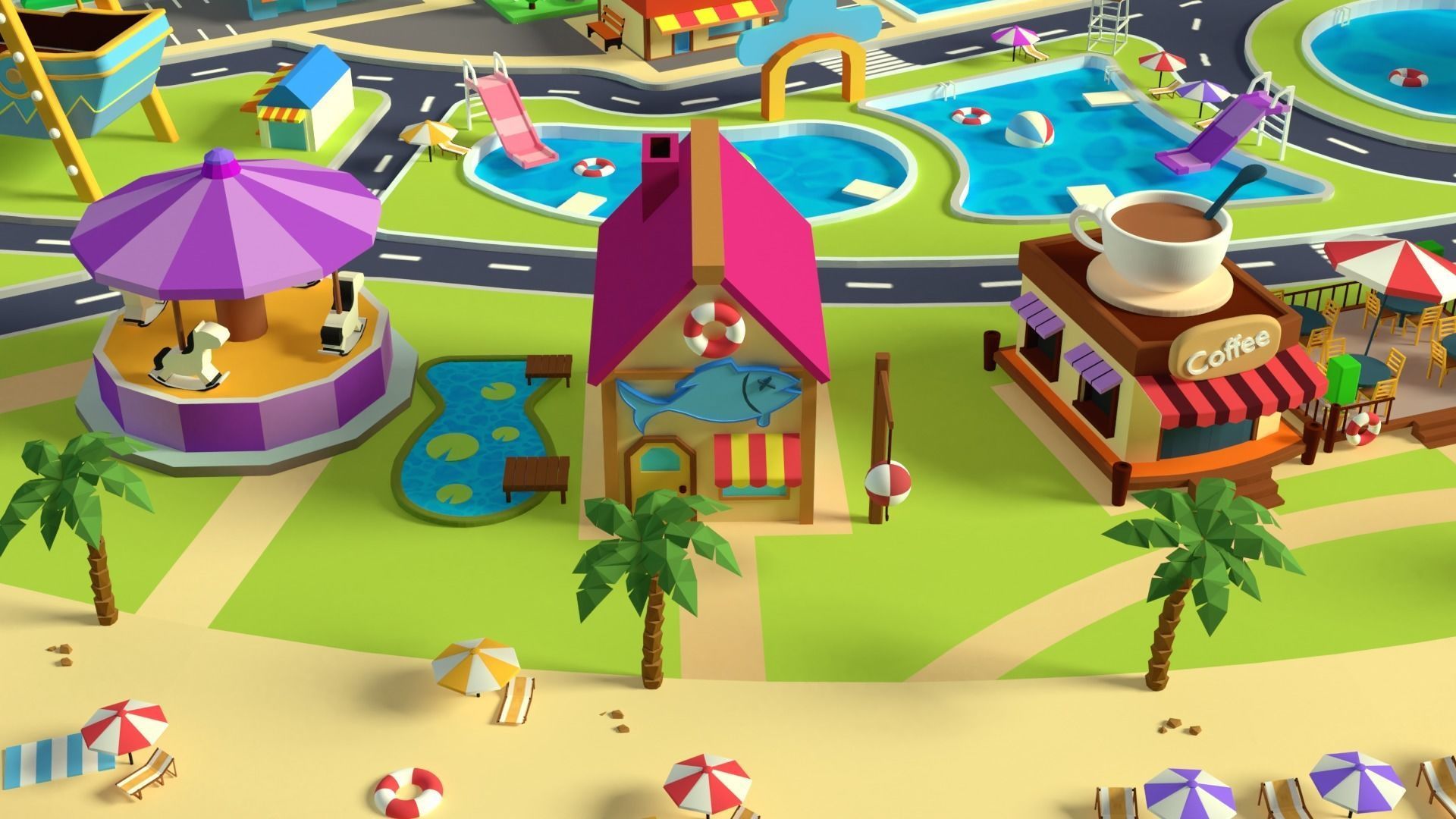 Cartoon island Low poly 3D for Games Low-poly 3D model Low-poly 3D model_2