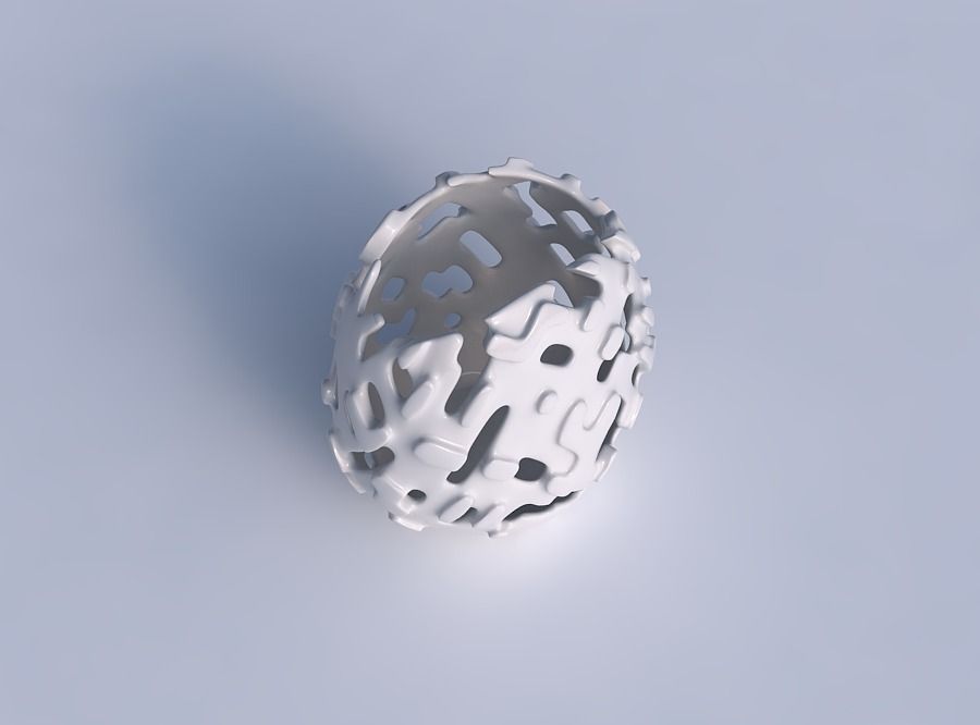 Bowl compressed with smooth cuts and bulges 3D print model_1