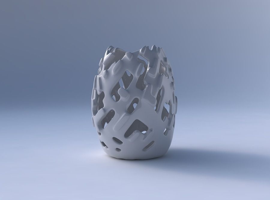 Bowl compressed with smooth cuts and bulges 3D print model_4