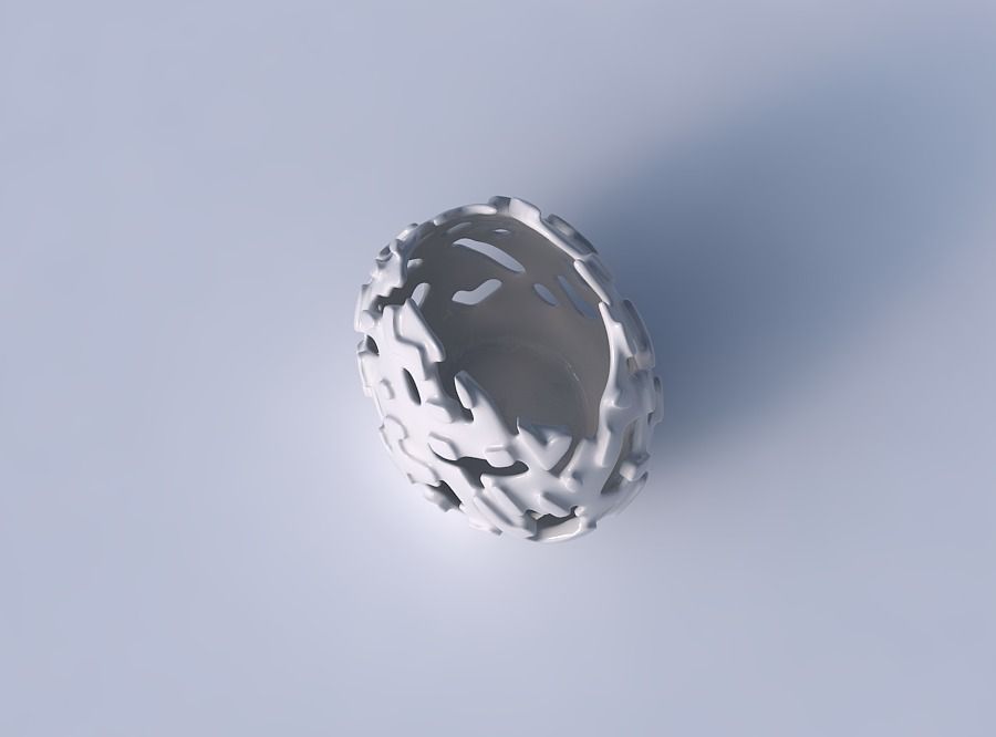 Bowl compressed with smooth cuts and bulges 3D print model_2