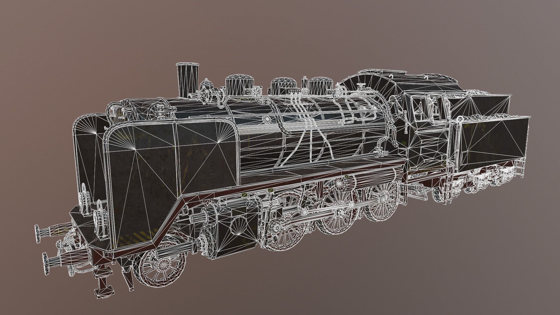  steam-The locomotive  Low-poly 3D model_21