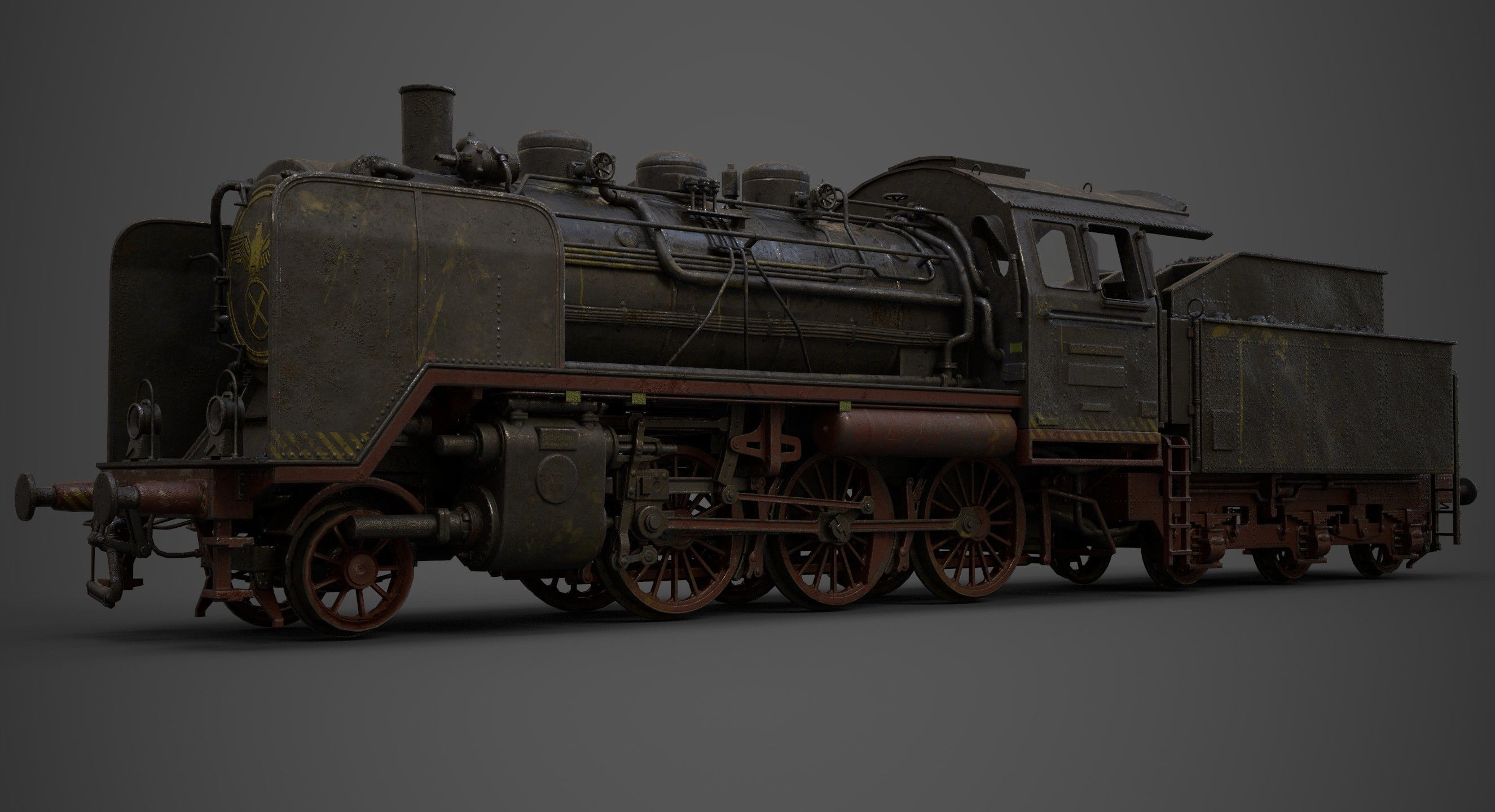 steam-The locomotive  Low-poly 3D model_6