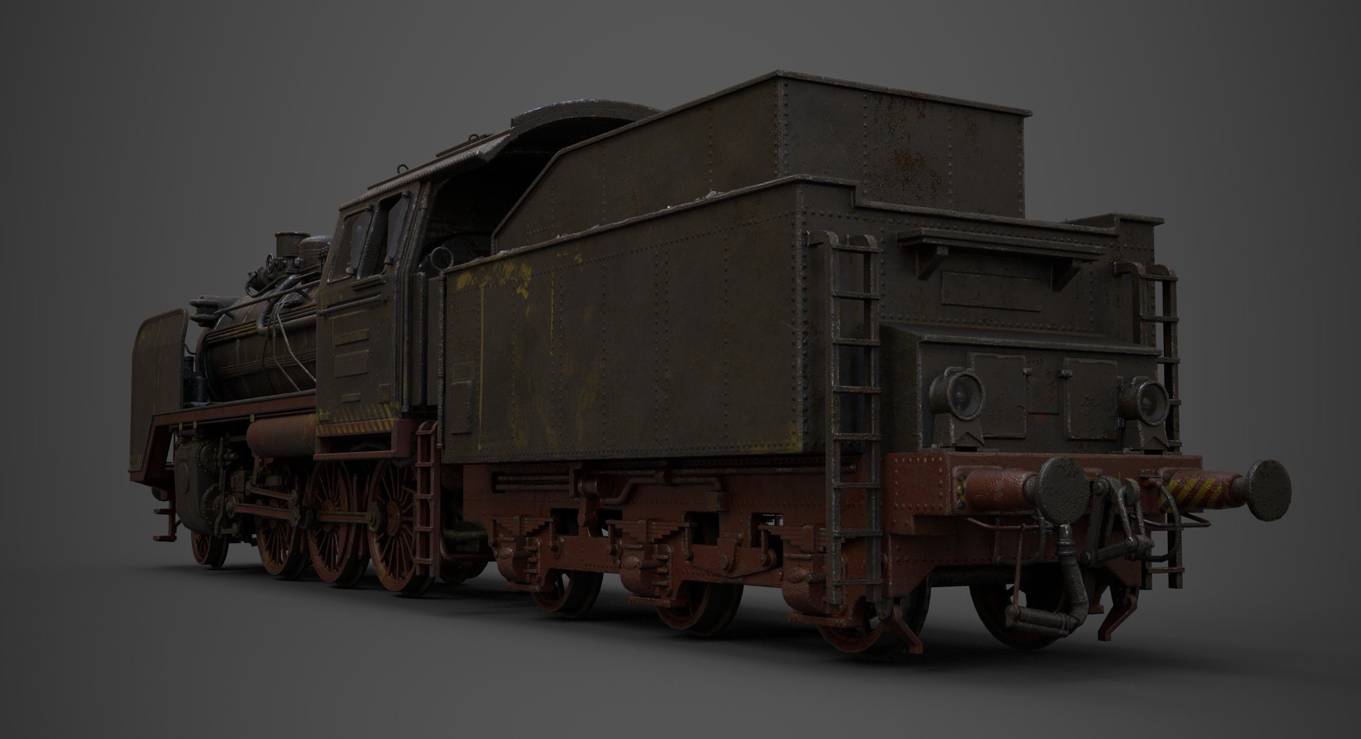  steam-The locomotive  Low-poly 3D model_15