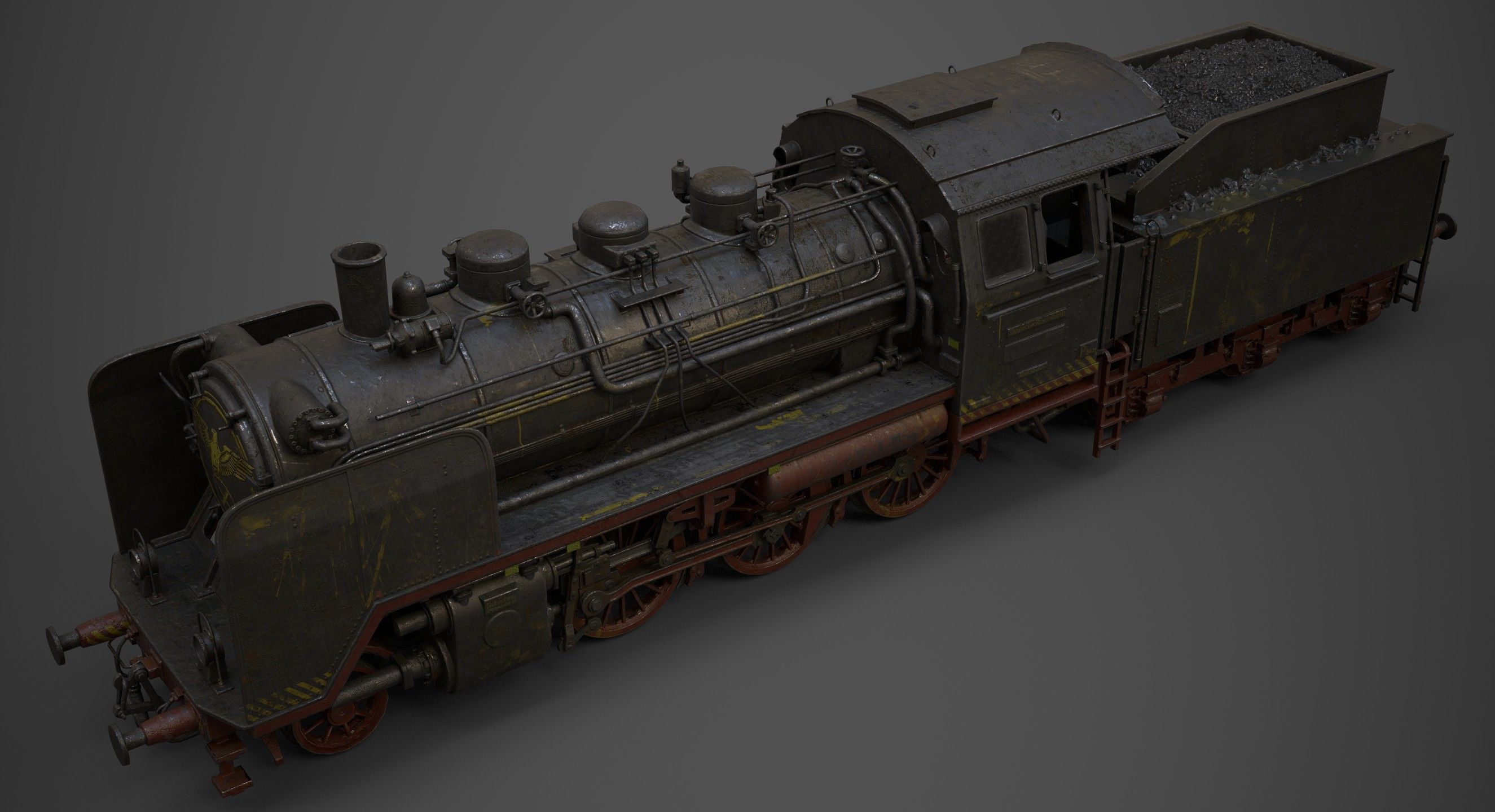  steam-The locomotive  Low-poly 3D model_12