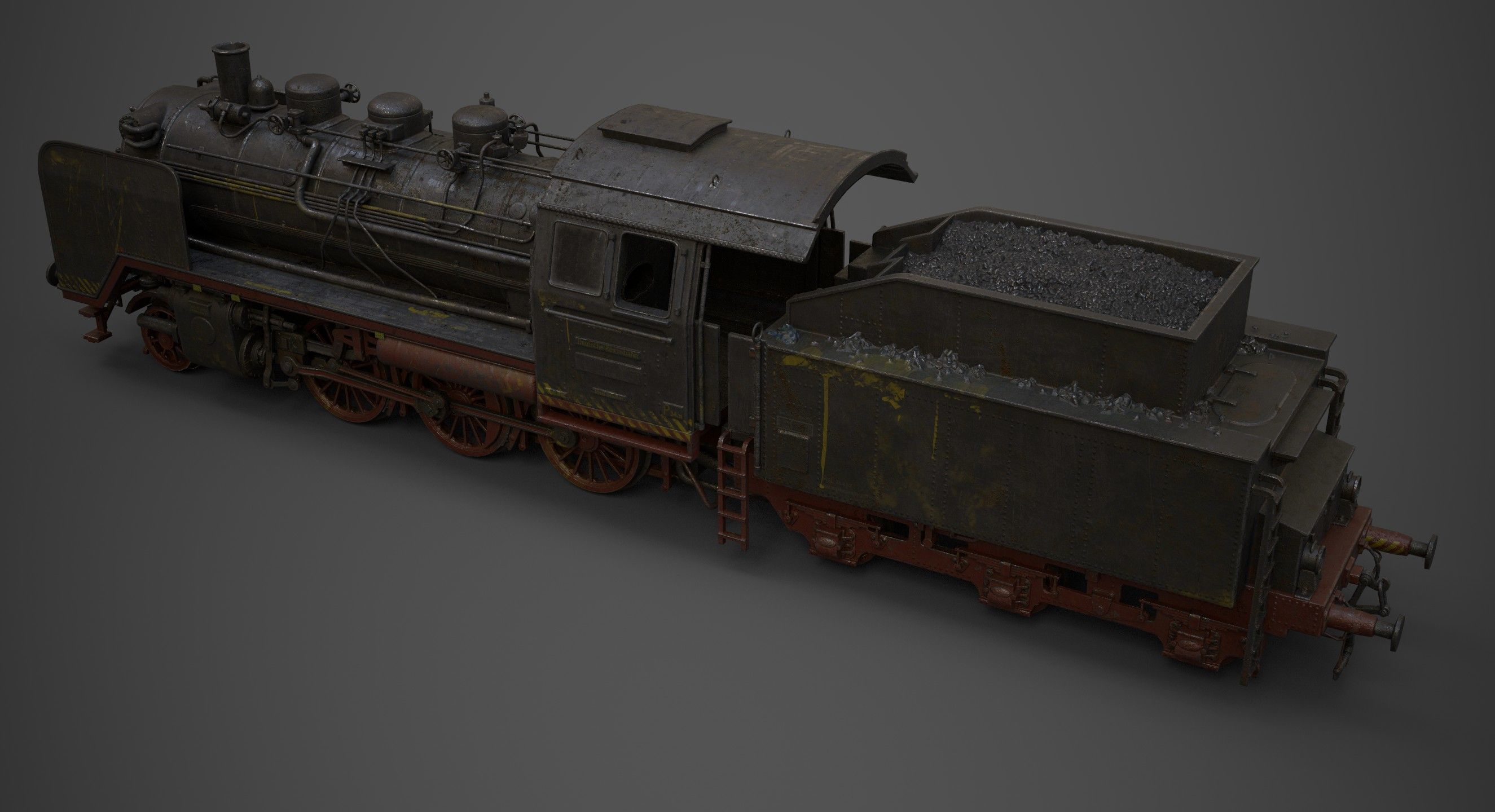  steam-The locomotive  Low-poly 3D model_14
