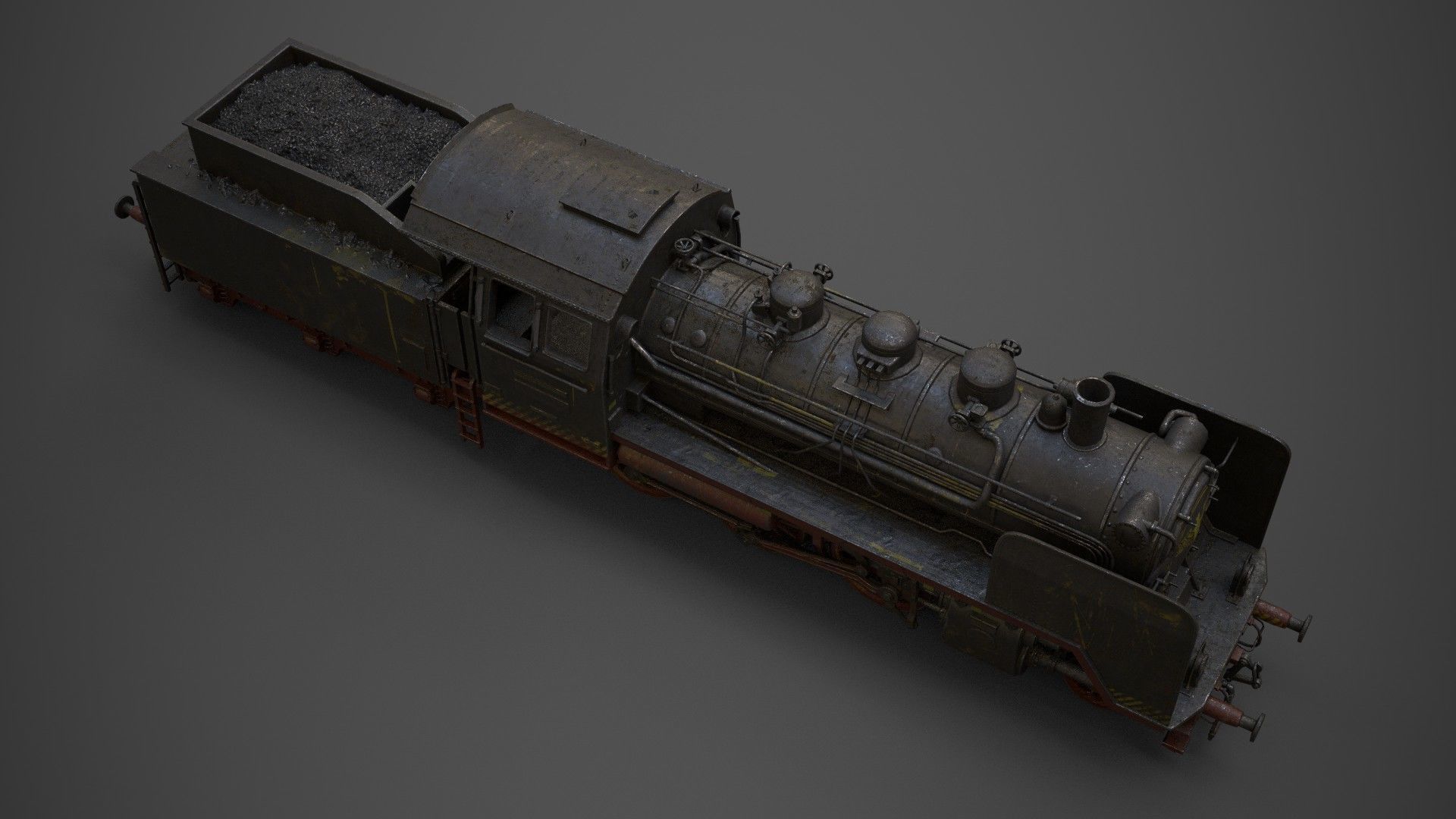  steam-The locomotive  Low-poly 3D model_17
