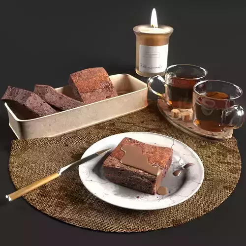 breakfast piece of chocolate cake on plate