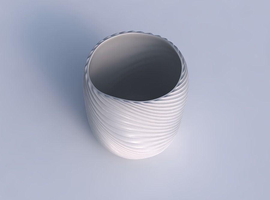 Bowl cylindrical with bent extruded lines 3 3D print model_1