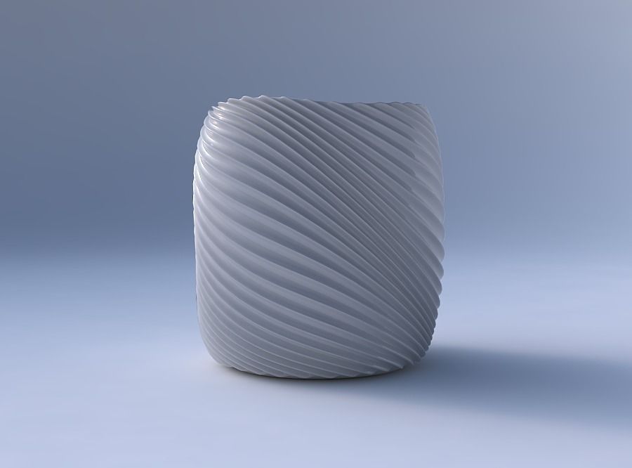 Bowl cylindrical with bent extruded lines 3 3D print model_4