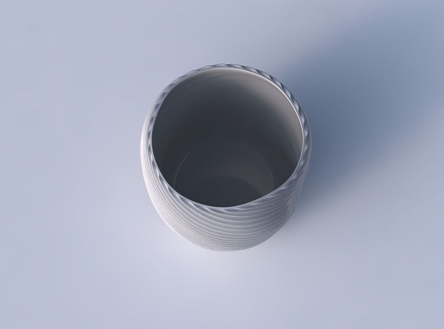 Bowl cylindrical with bent extruded lines 3 3D print model_2