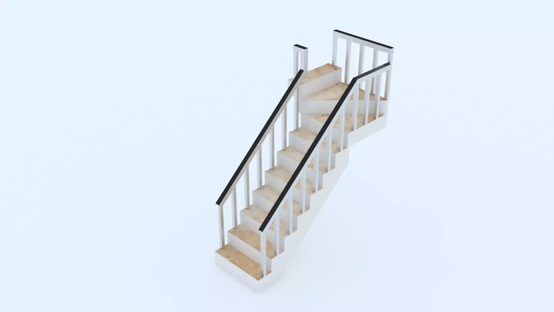Stairs L Shape Low-poly 3D model