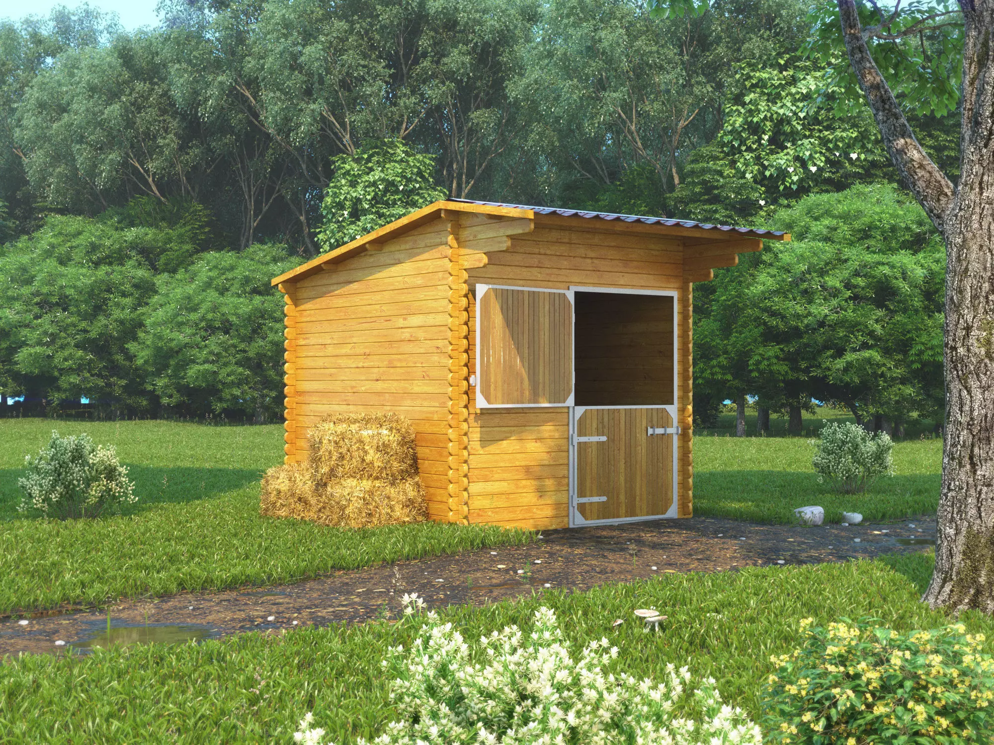 Boxes for horses 3D model
