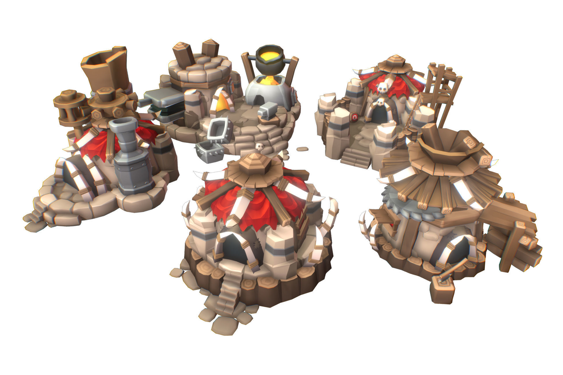 Orc RTS Building Set - Proto Series Low-poly 3D model_1