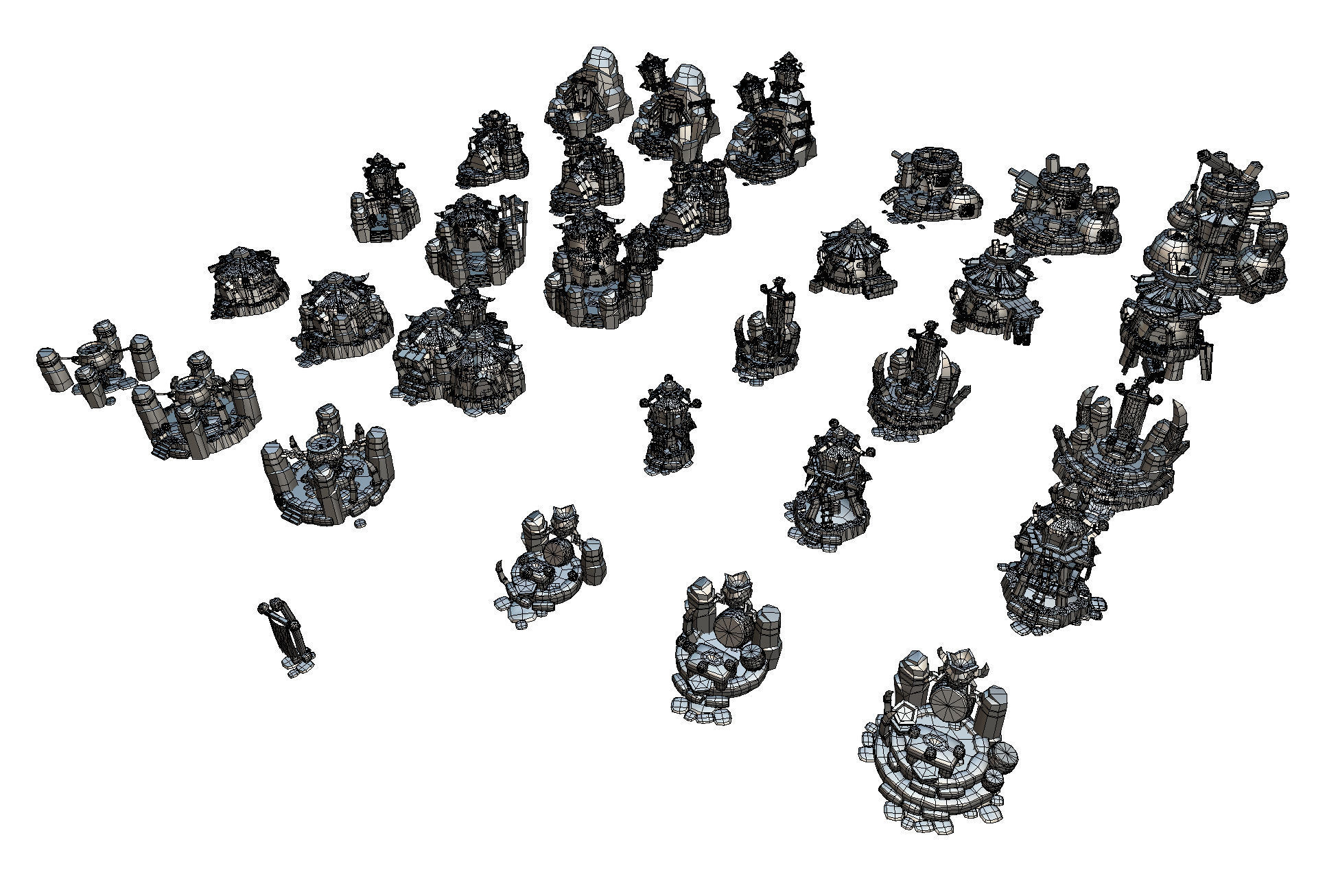 Orc RTS Building Set - Proto Series Low-poly 3D model_6