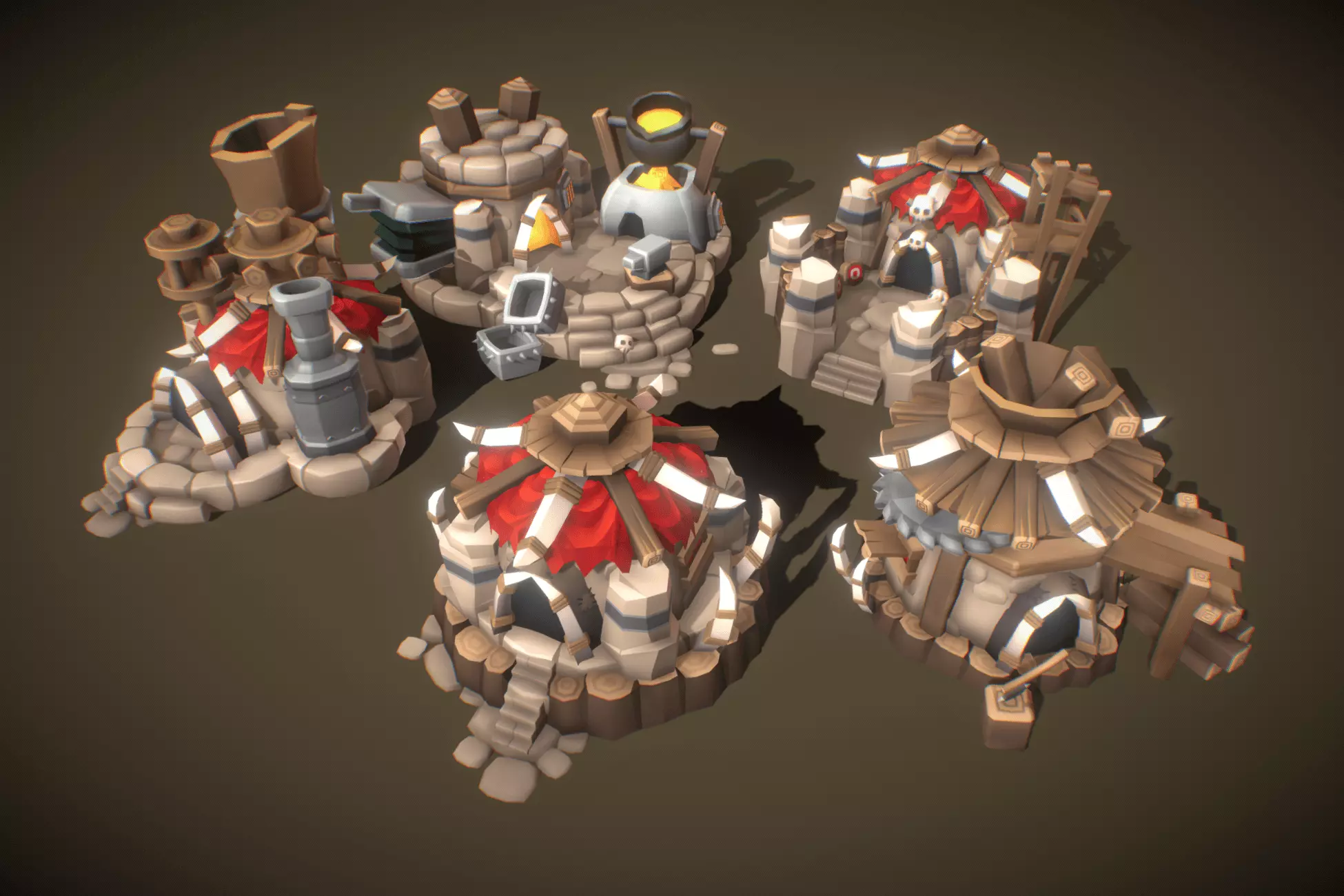 Orc RTS Building Set - Proto Series Low-poly 3D model_0