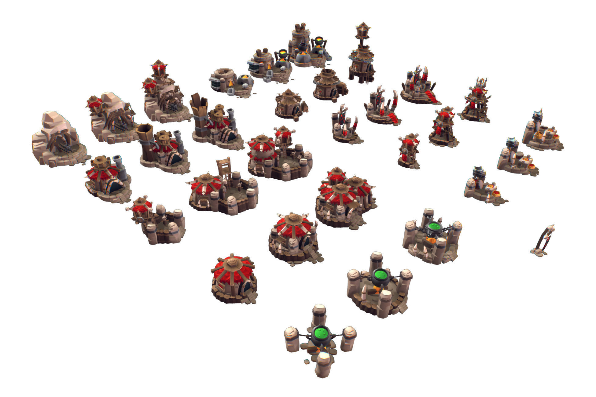 Orc RTS Building Set - Proto Series Low-poly 3D model_9