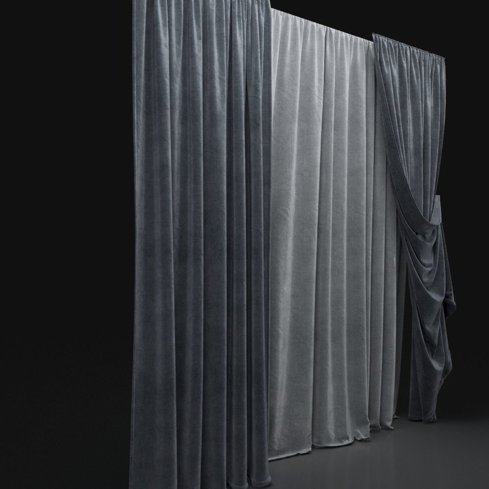 Curtain Grey-22 3D model_1