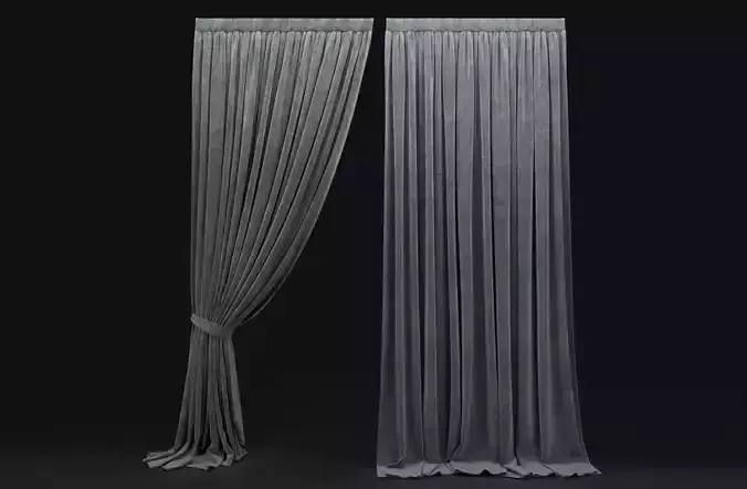 Curtain Grey-9 3D model