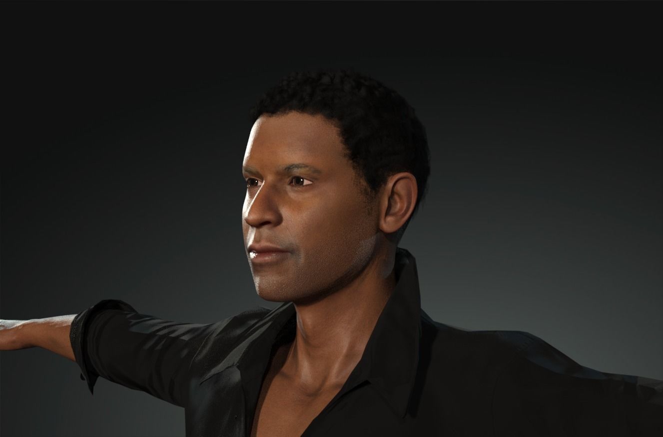denzel man with no shirt Low-poly 3D model_5