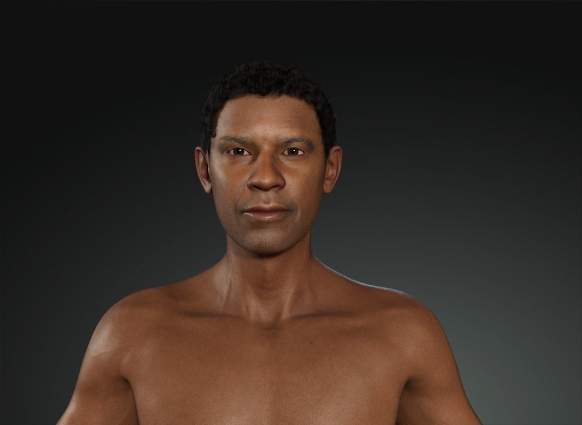 denzel man with no shirt Low-poly 3D model_1