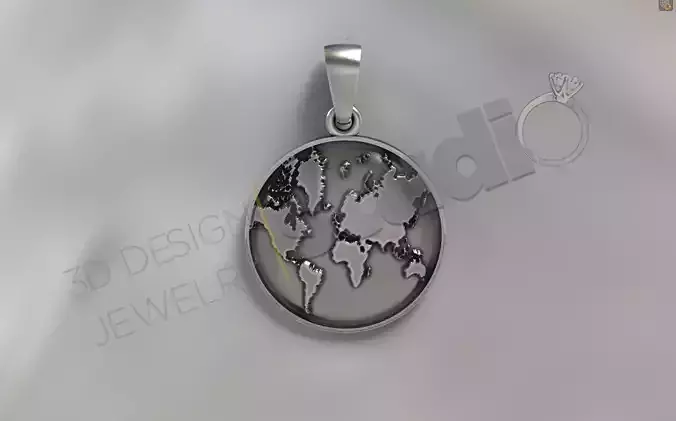 Earth pendant 3d model desgn