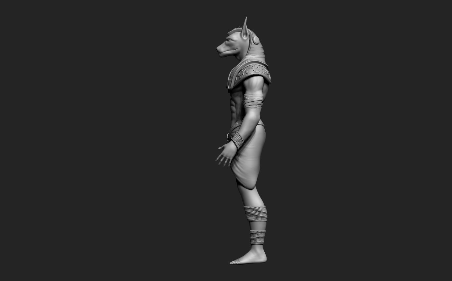 Anubis egyptian statue Low-poly 3D model_2