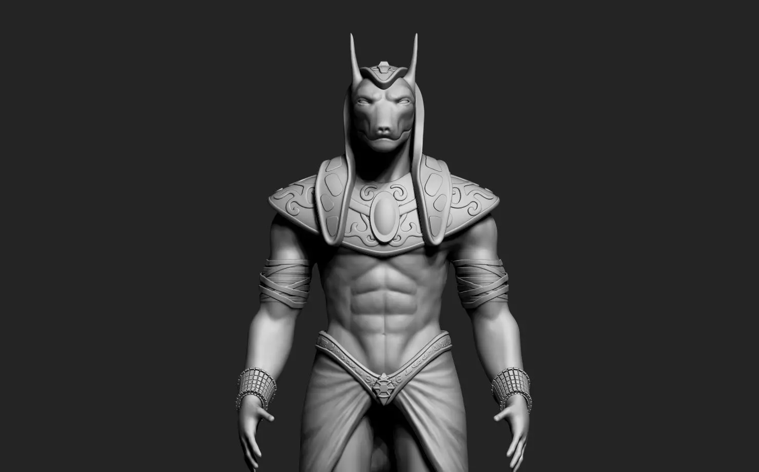Anubis egyptian statue Low-poly 3D model_0