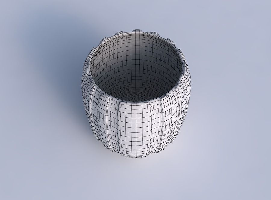 Bowl cylindrical with smooth vertical ribbons 3D print model_6